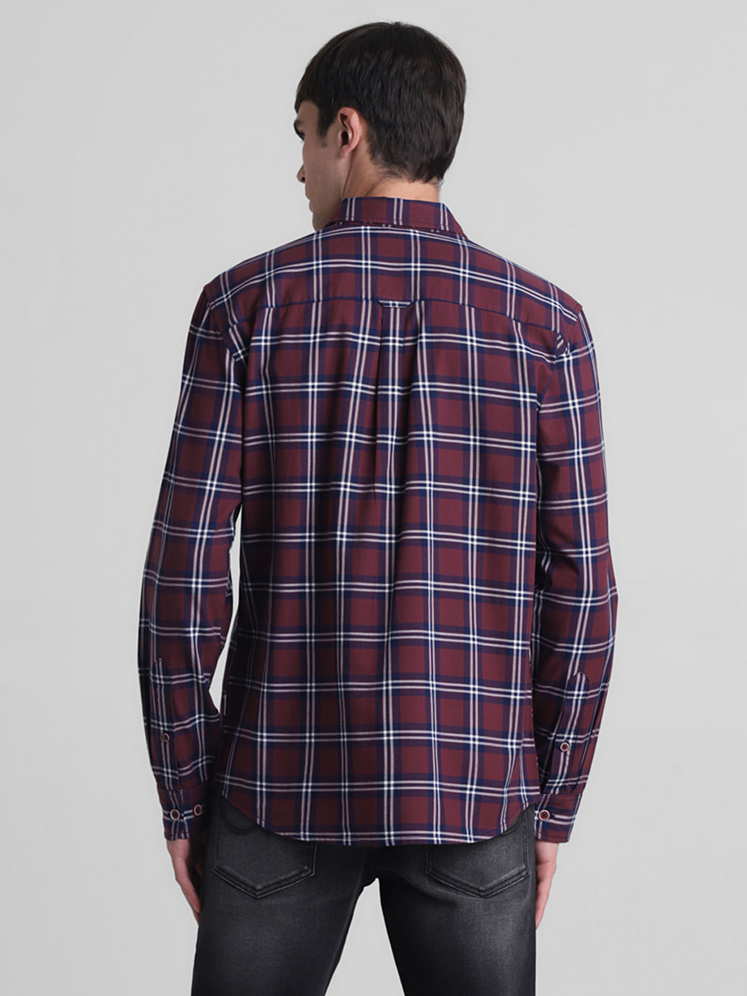 Red Check Print Full Sleeves Shirt