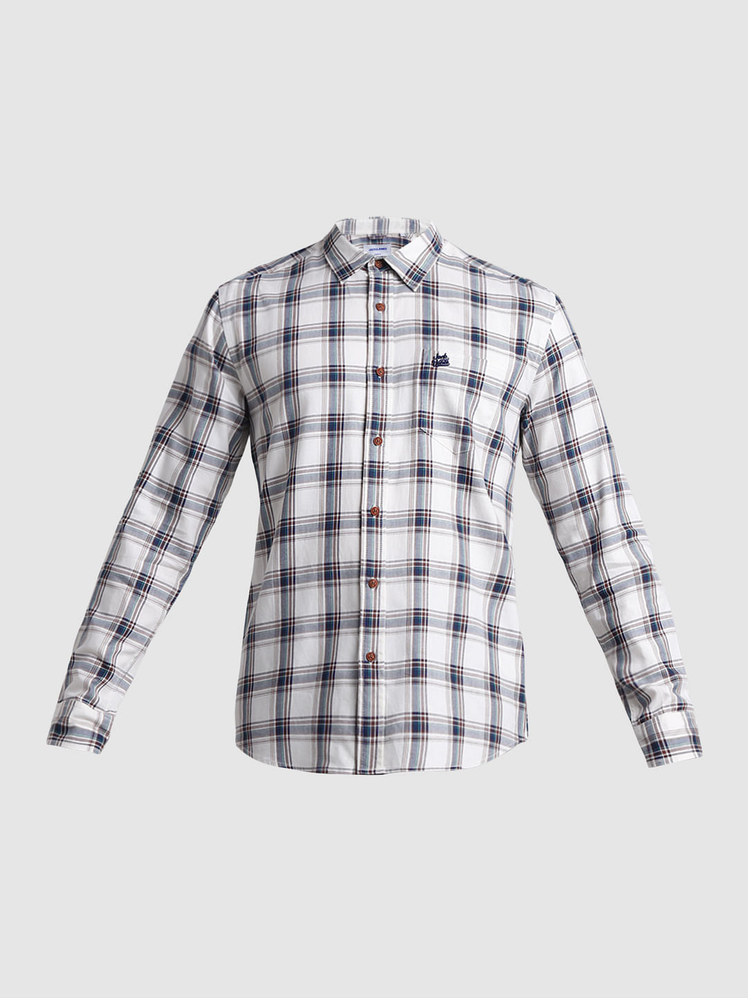 White Check Print Full Sleeves Shirt