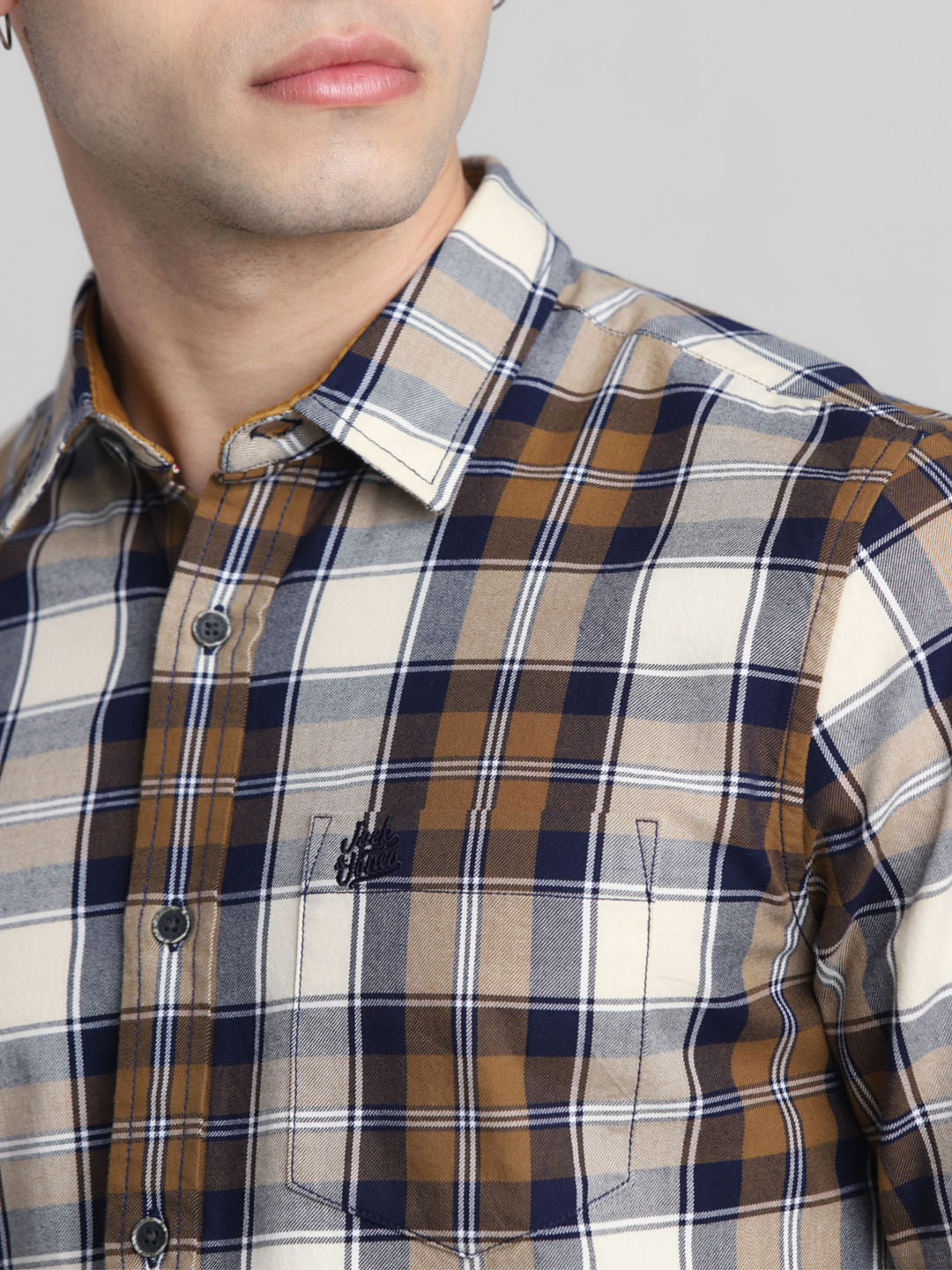 Brown Check Full Sleeves Shirt