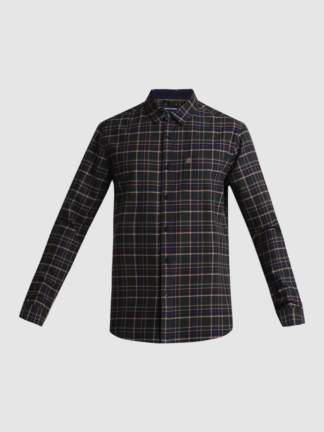 Dark Green Check Full Sleeves Shirt