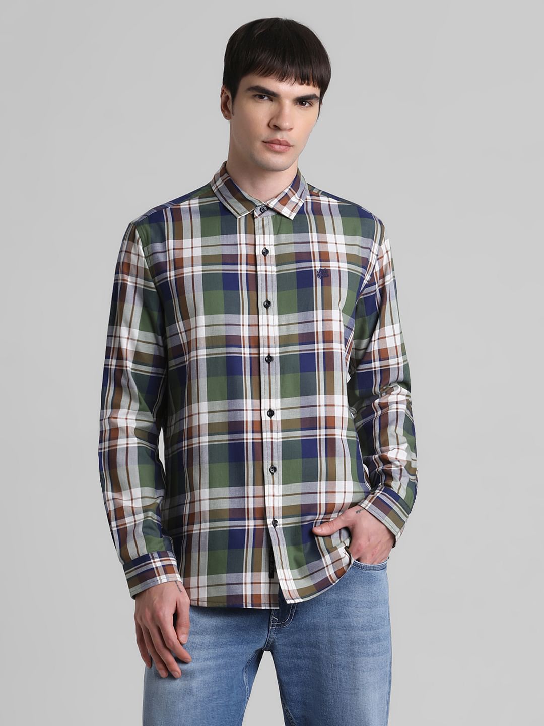 Green Check Full Sleeves Shirt