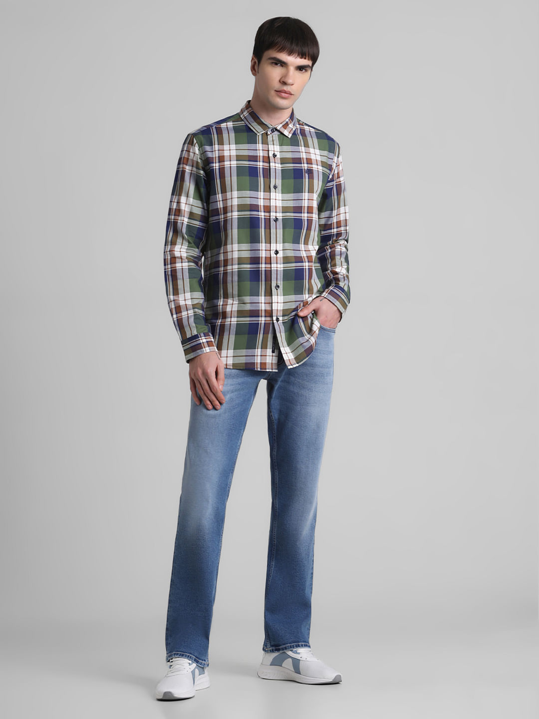 Green Check Full Sleeves Shirt