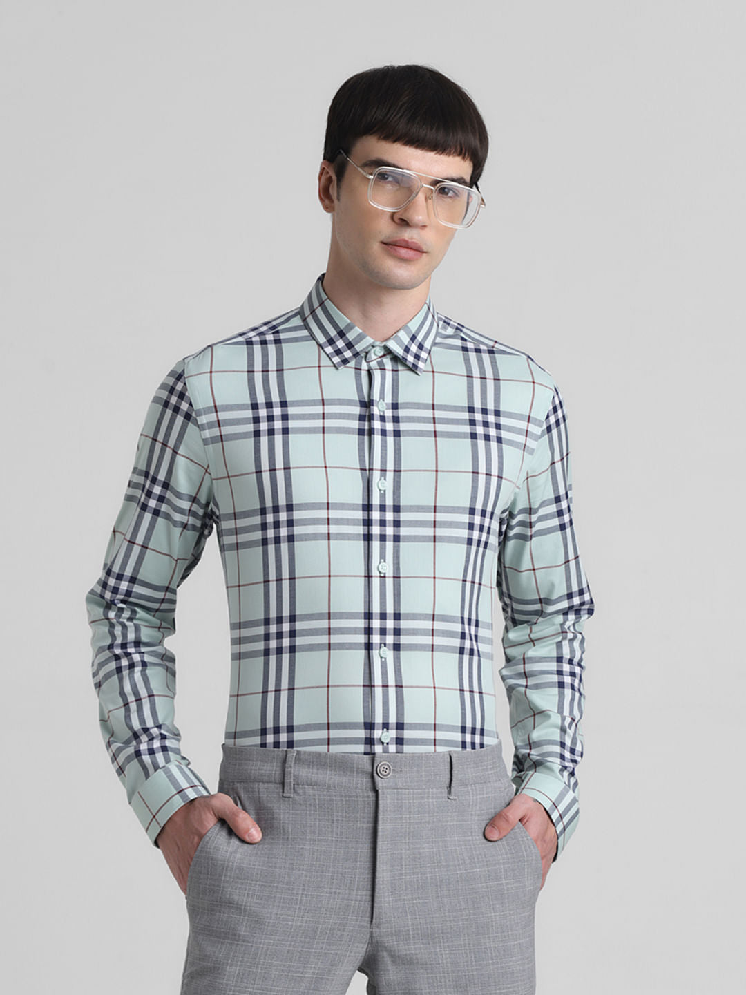 Green Check Print Full Sleeves Shirt