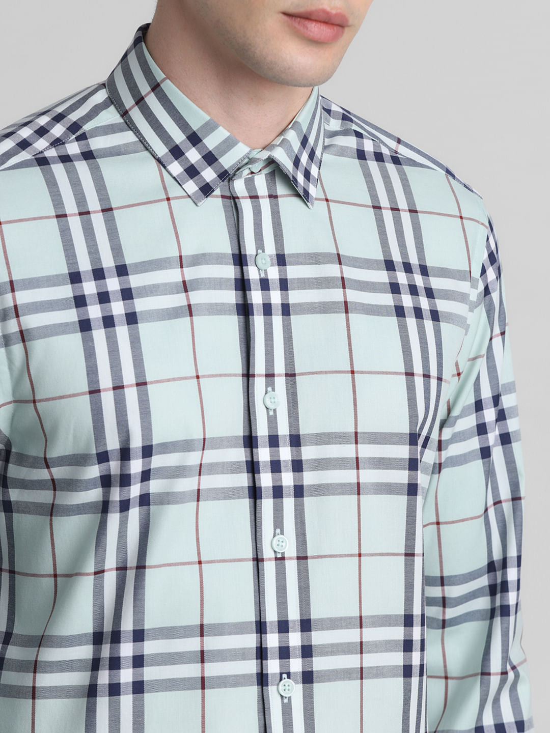 Green Check Print Full Sleeves Shirt