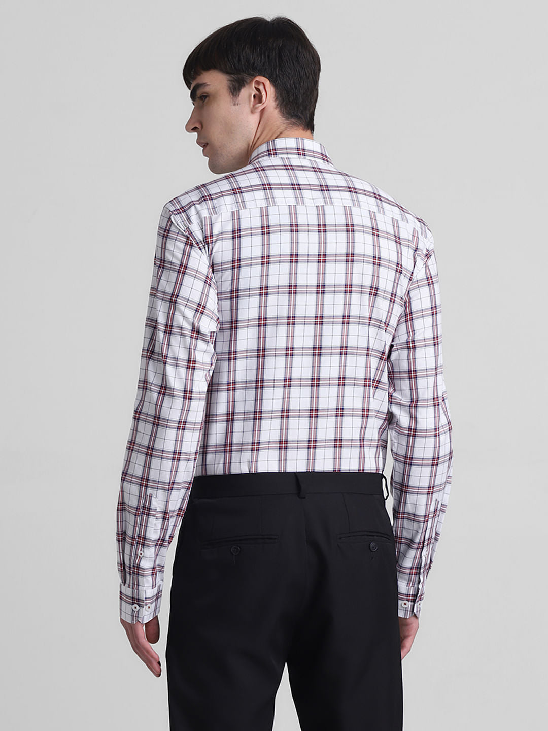White Check Print Full Sleeves Shirt