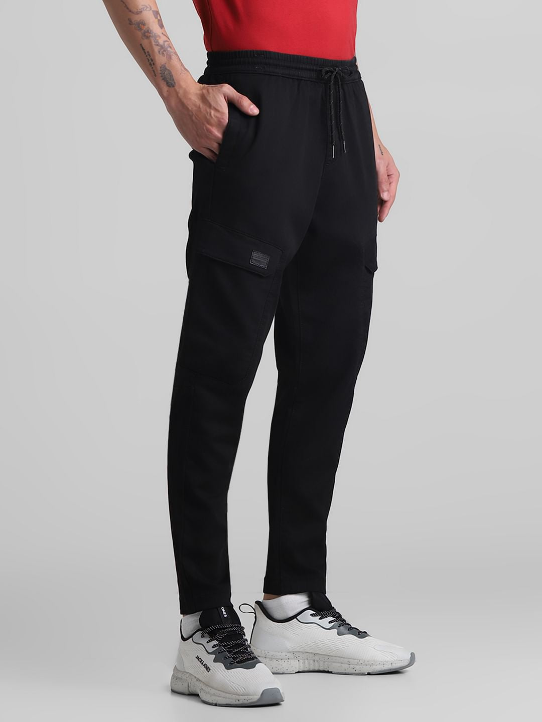 Black Mid Rise Cargos