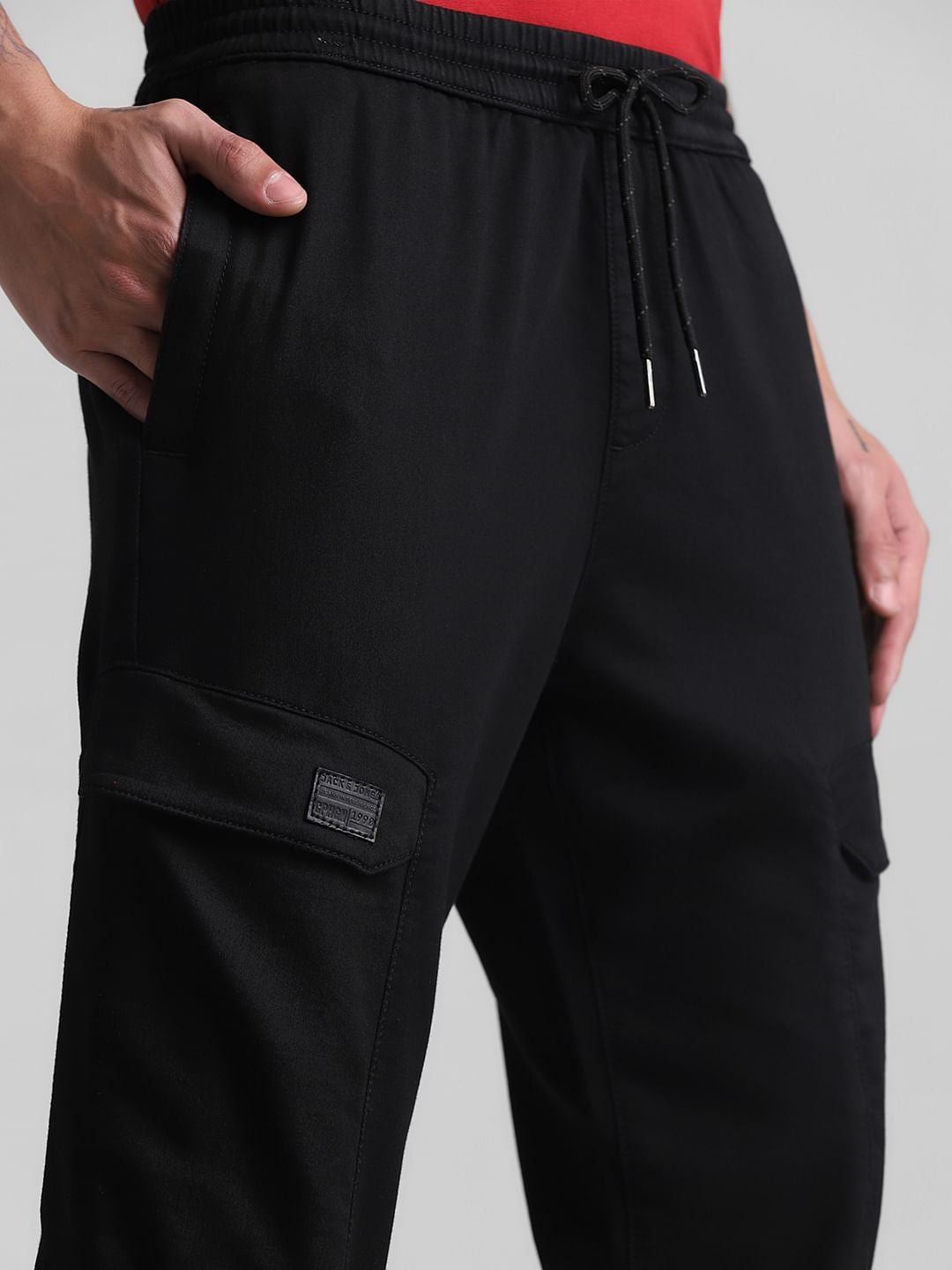 Black Mid Rise Cargos