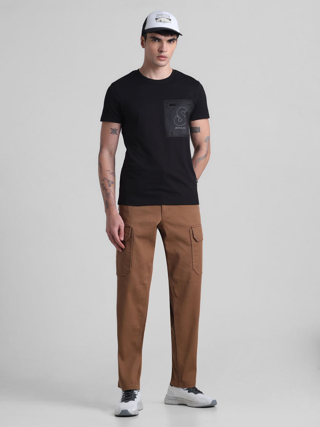 Brown Mid Rise Regular Fit Cargo Pants