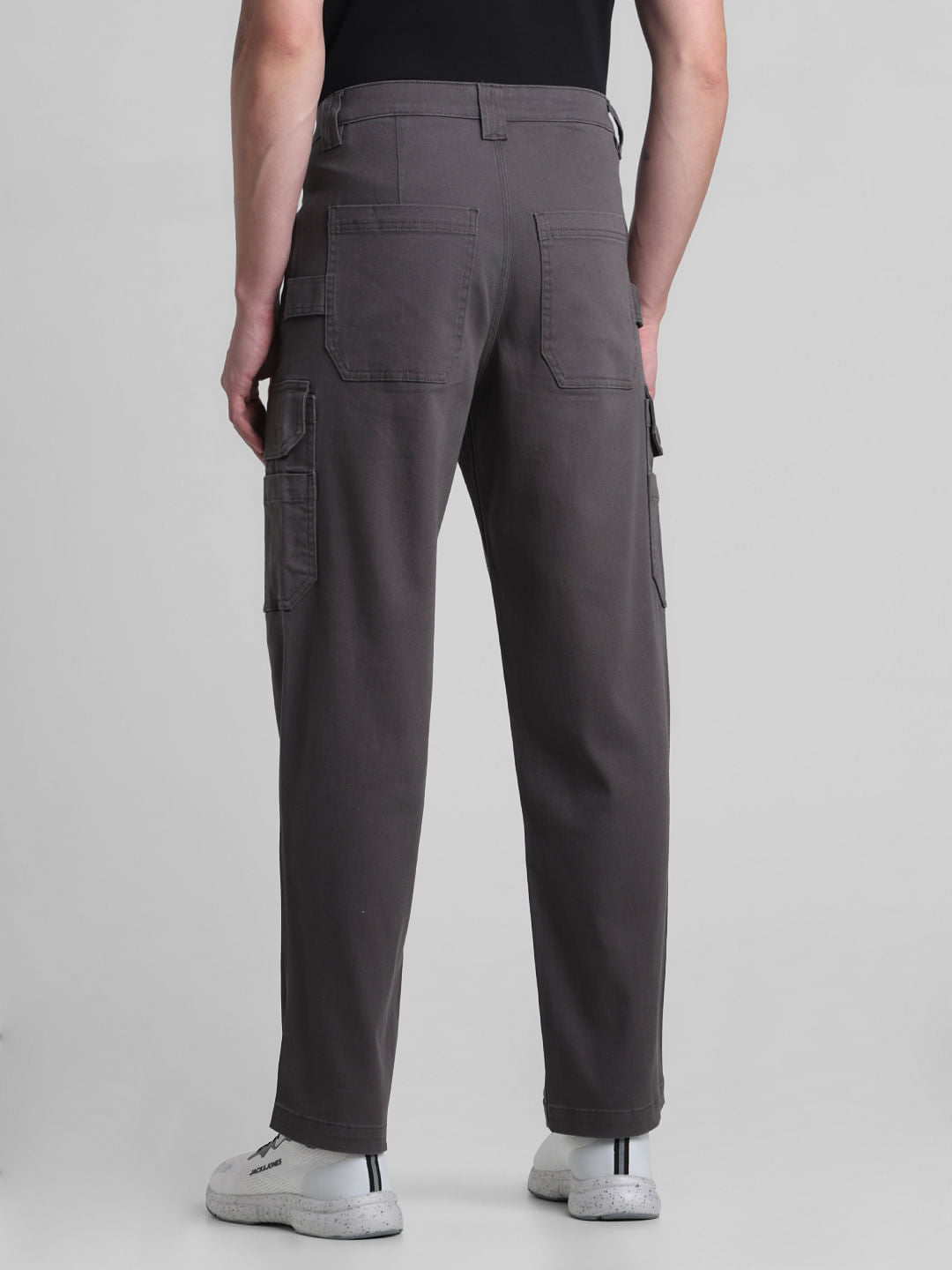 Regular Fit 6 Pocket Cargos - Dark Grey