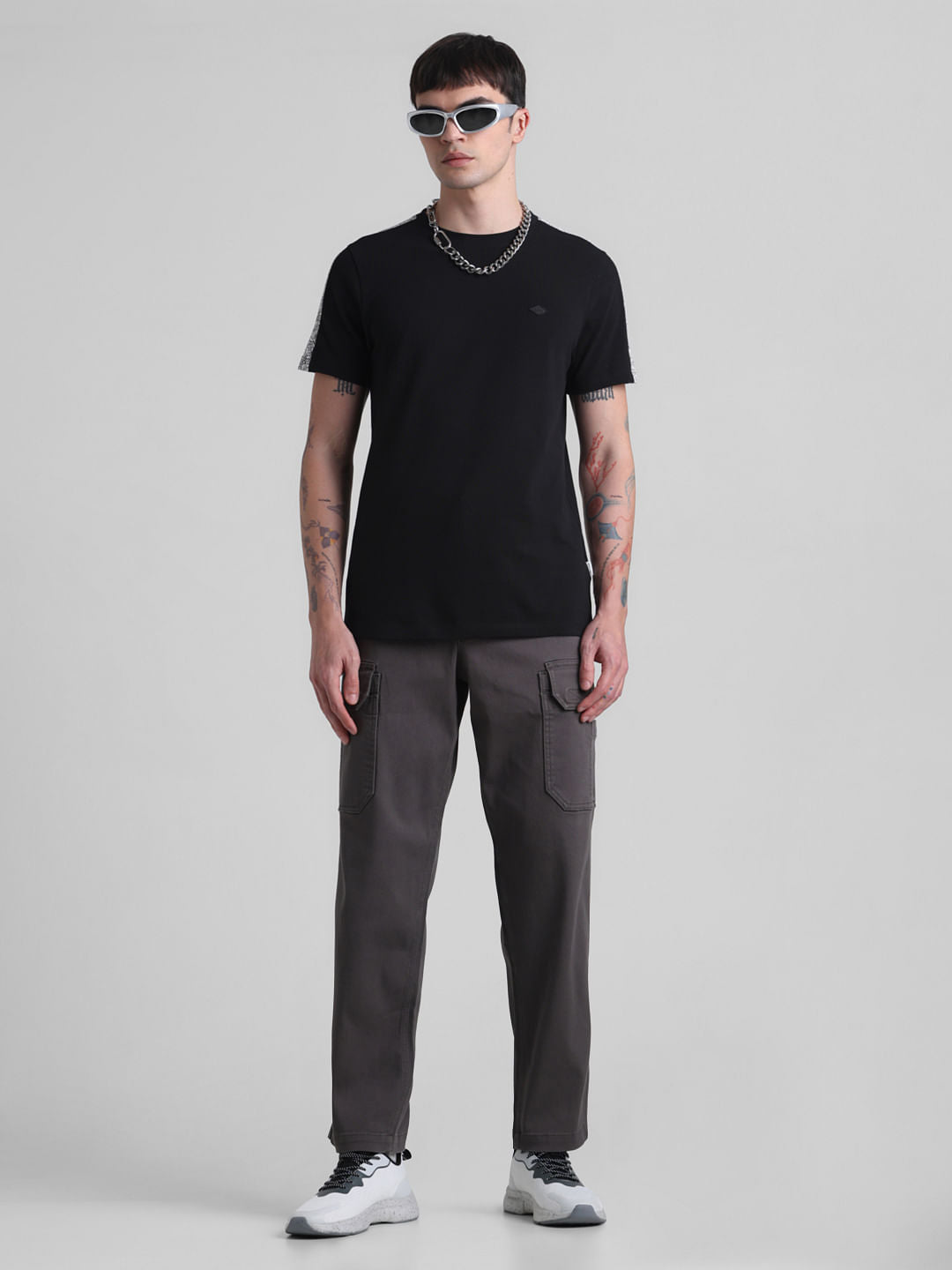 Regular Fit 6 Pocket Cargos - Dark Grey