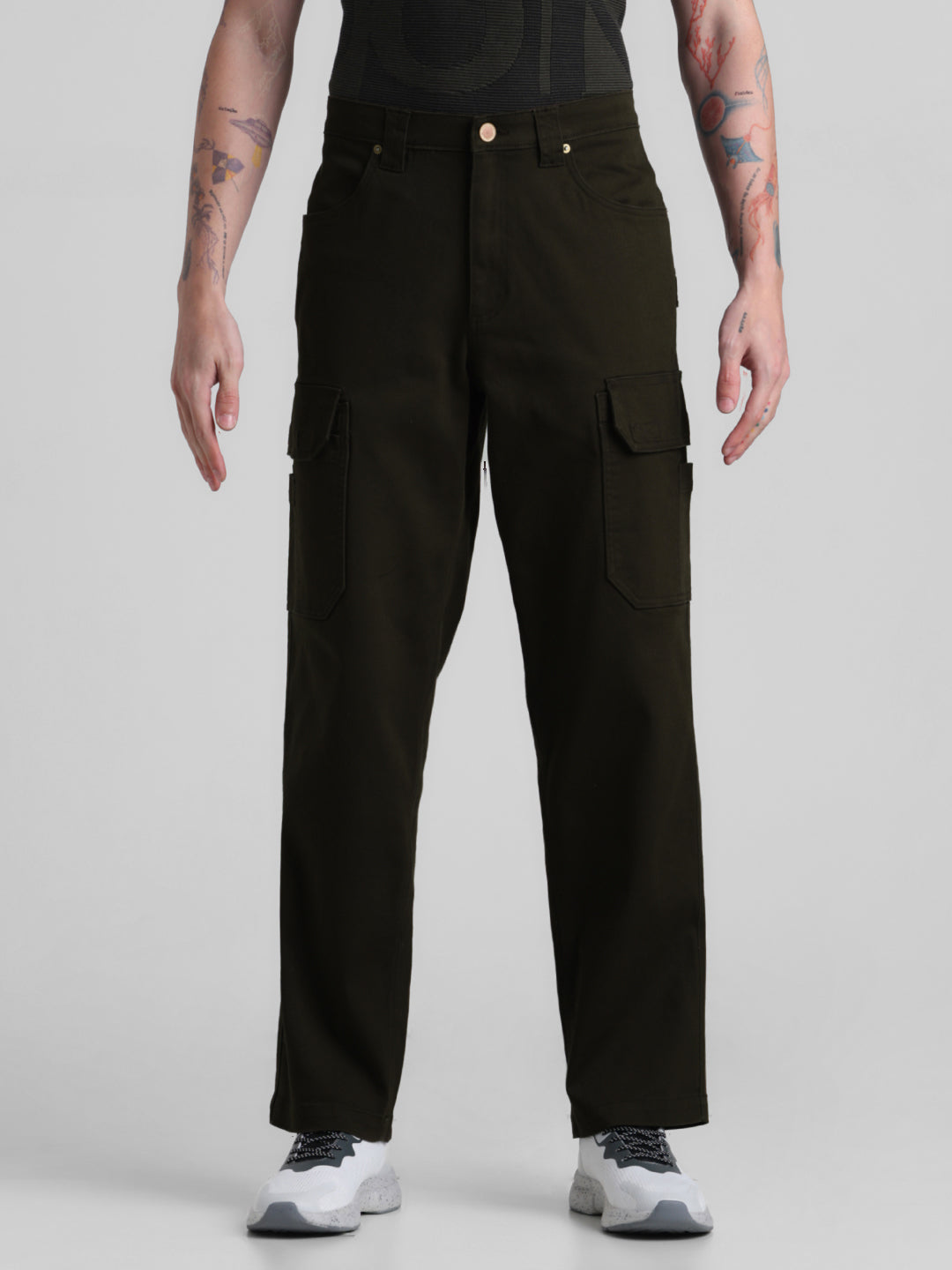 Regular Fit 6 Pocket Cargos - Green