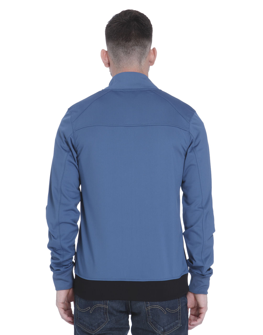 Blue High Neck Zip Up Sweatshirt