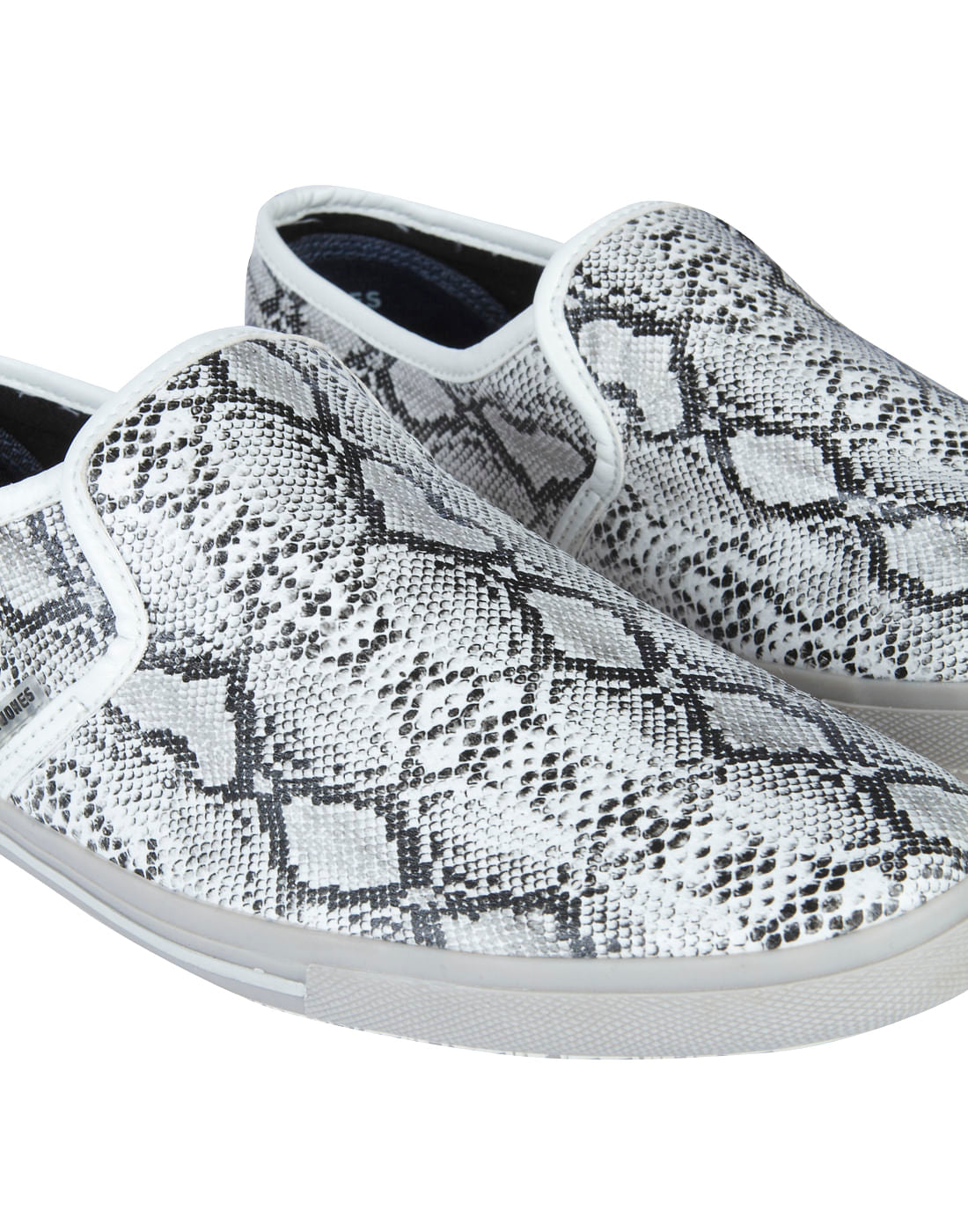 White Snakeskin PU Slip Ons