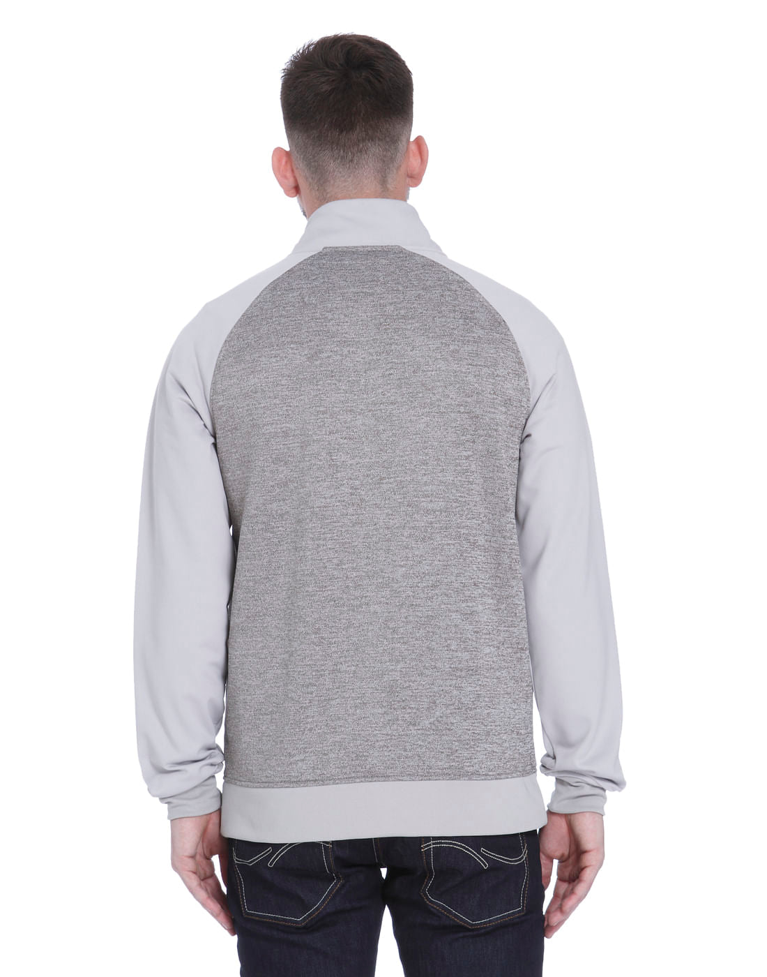 Grey High Neck Zip Up Sweatshirt
