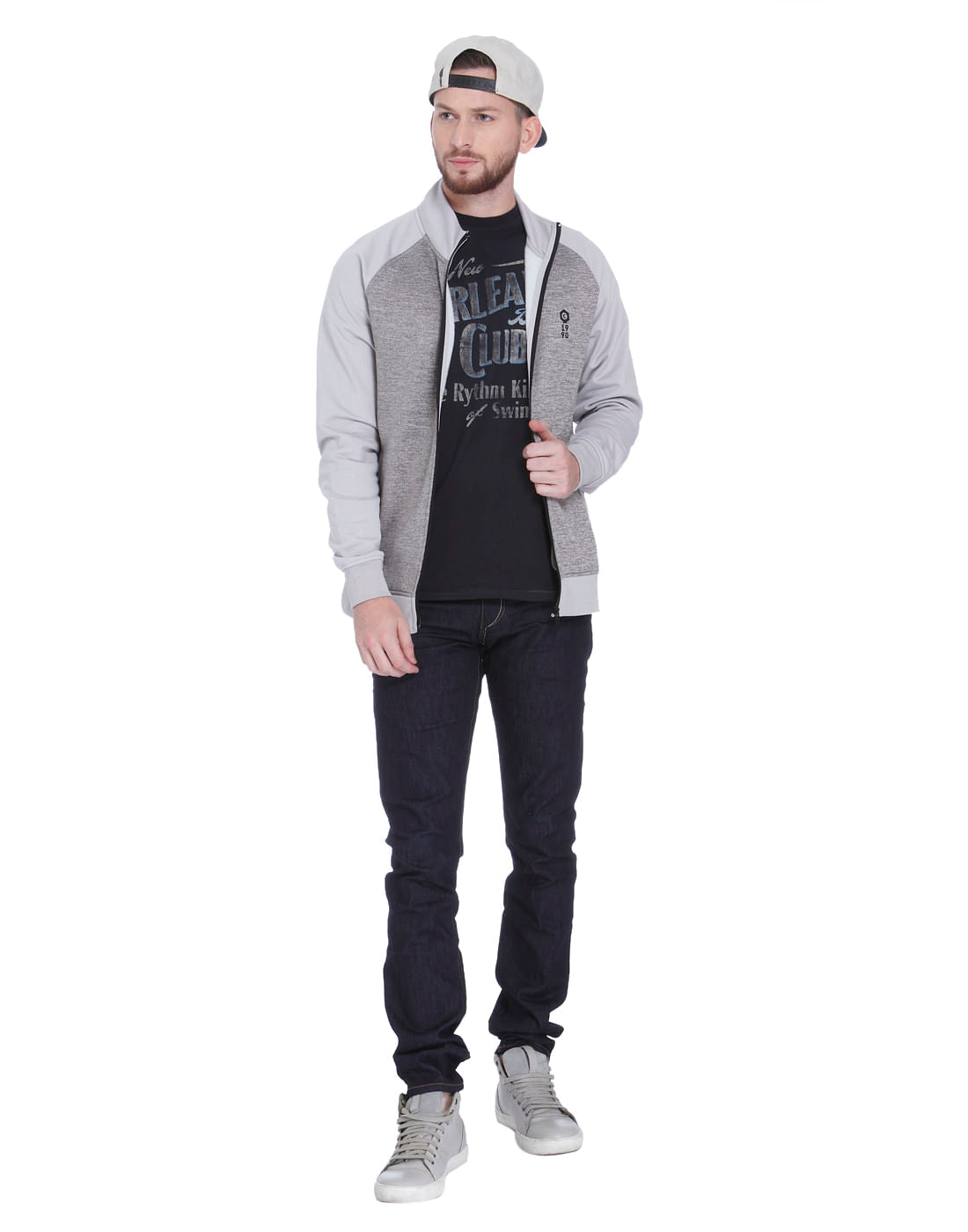 Grey High Neck Zip Up Sweatshirt