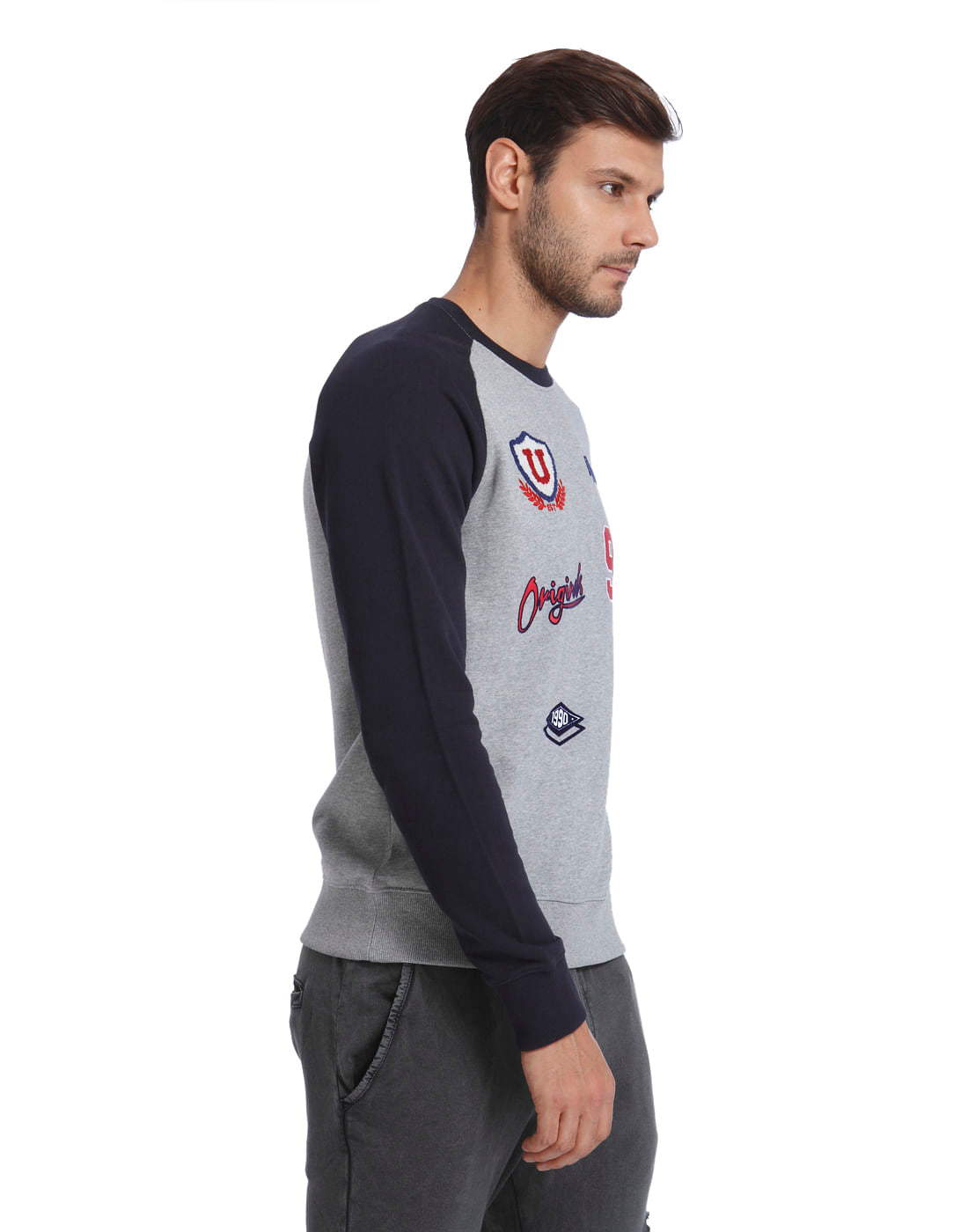 Grey Patch Print Sweatshirt