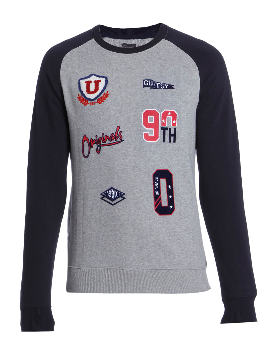 Grey Patch Print Sweatshirt
