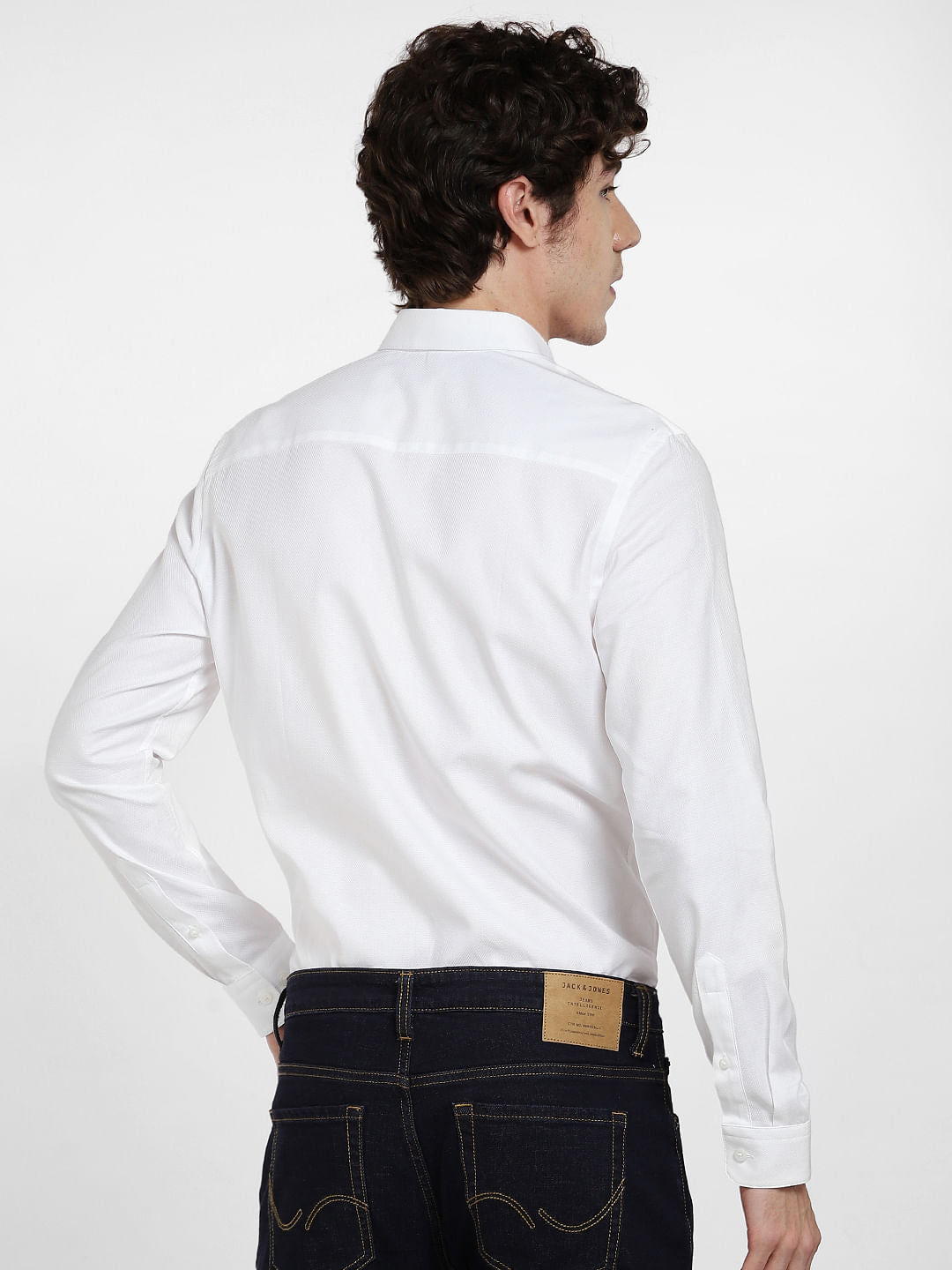 White Dobby Full Sleeves Shirt
