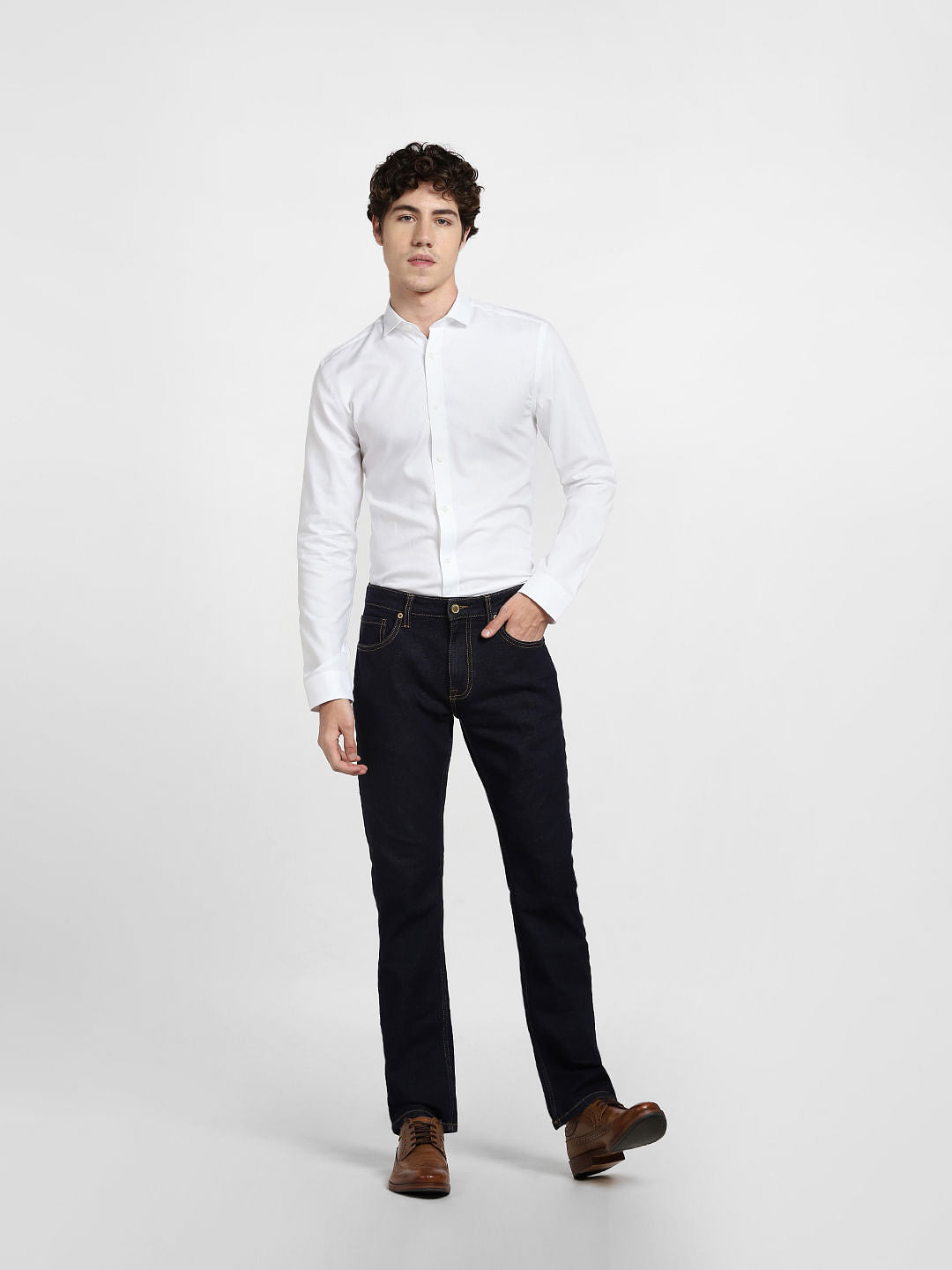 White Dobby Full Sleeves Shirt