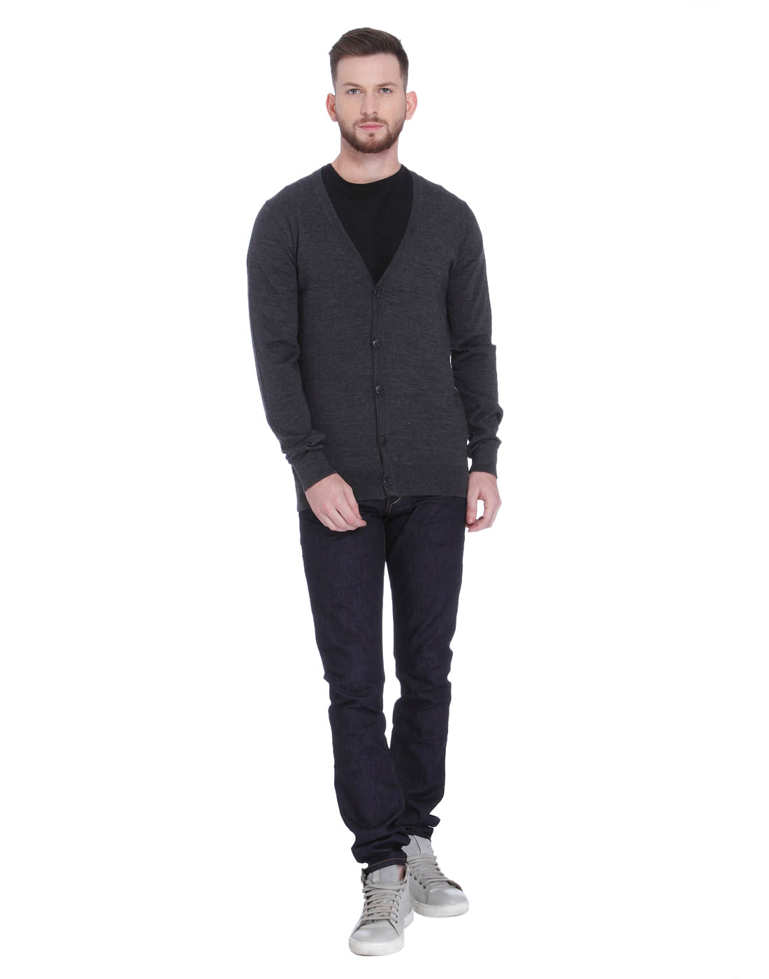 Dark Grey Knit Cardigan
