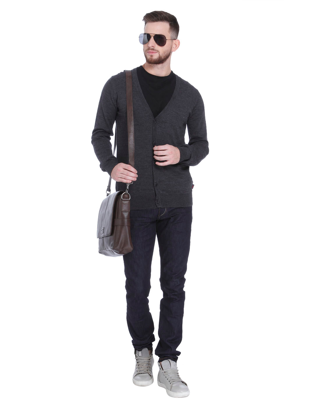 Dark Grey Knit Cardigan