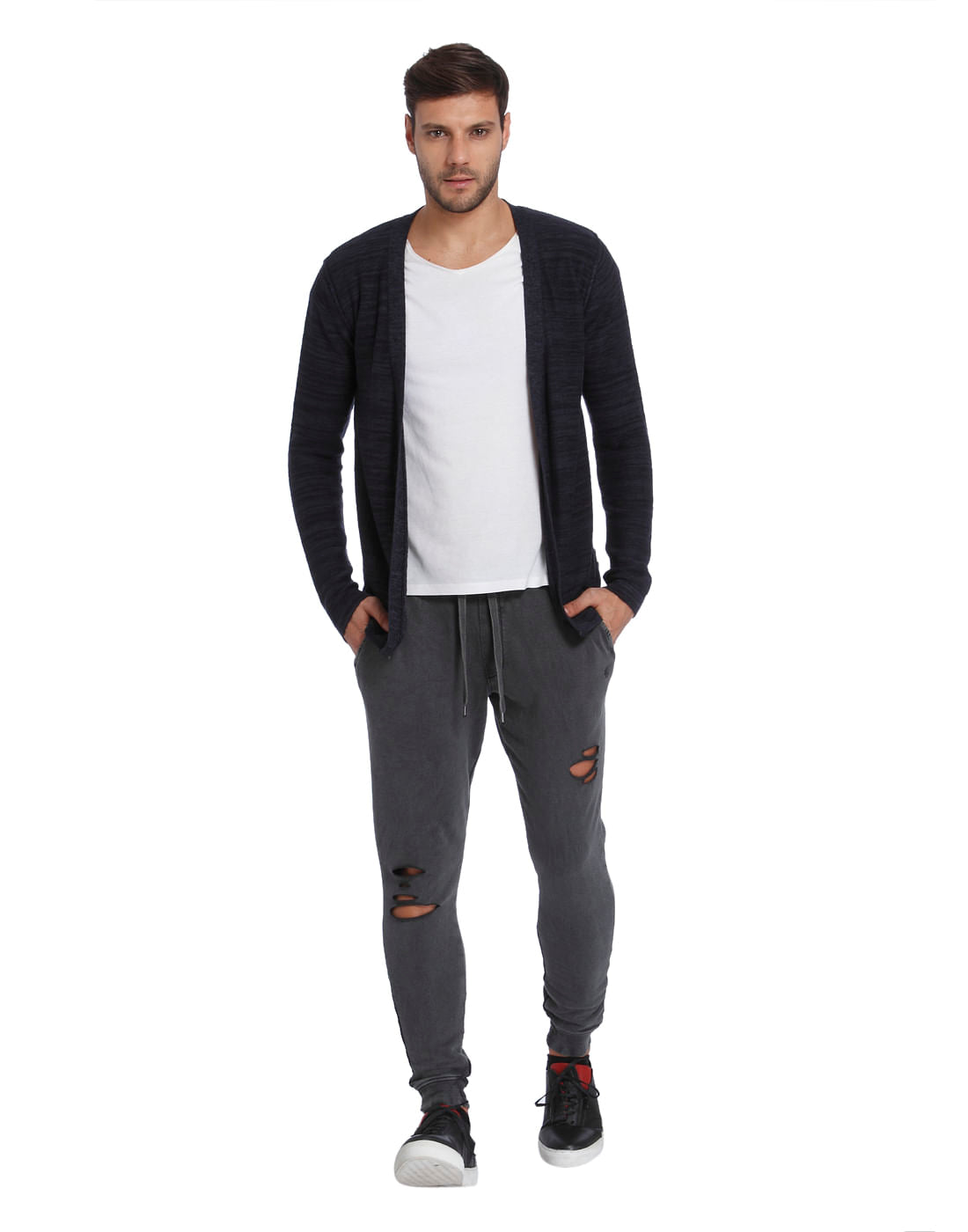 Navy Blue Front Open Cardigan