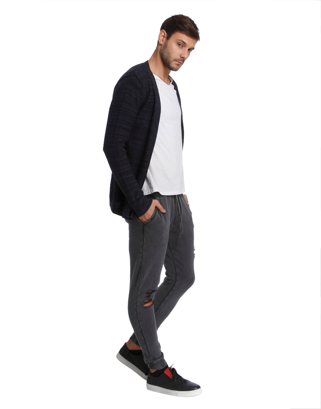 Navy Blue Front Open Cardigan