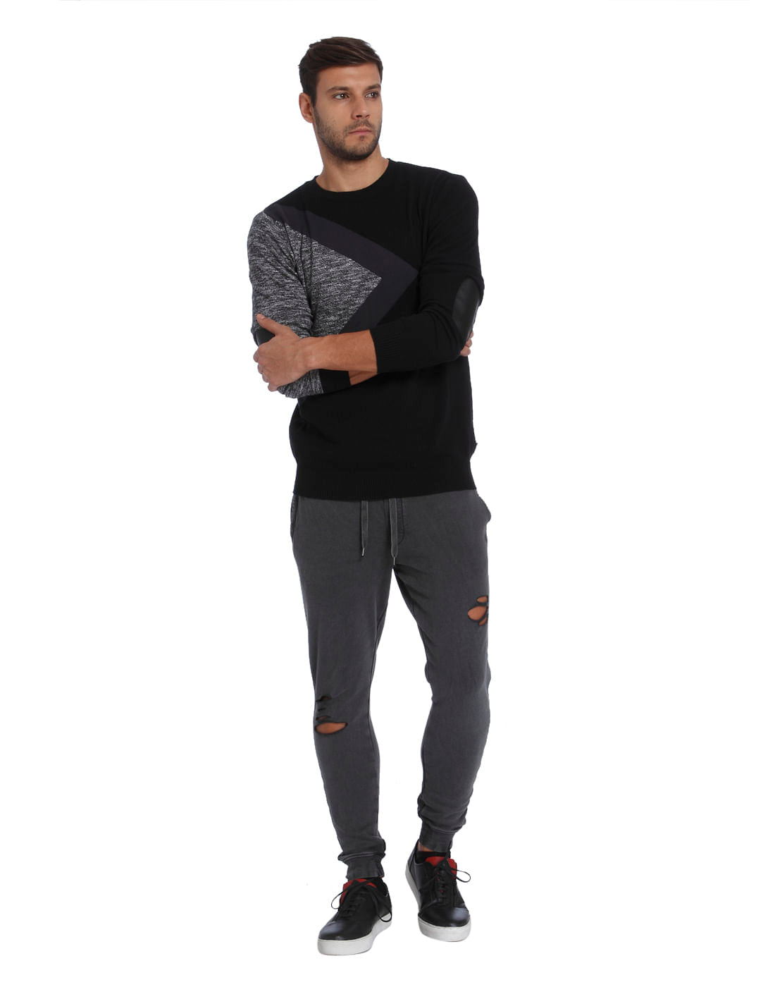 Black Colourblocked Pullover