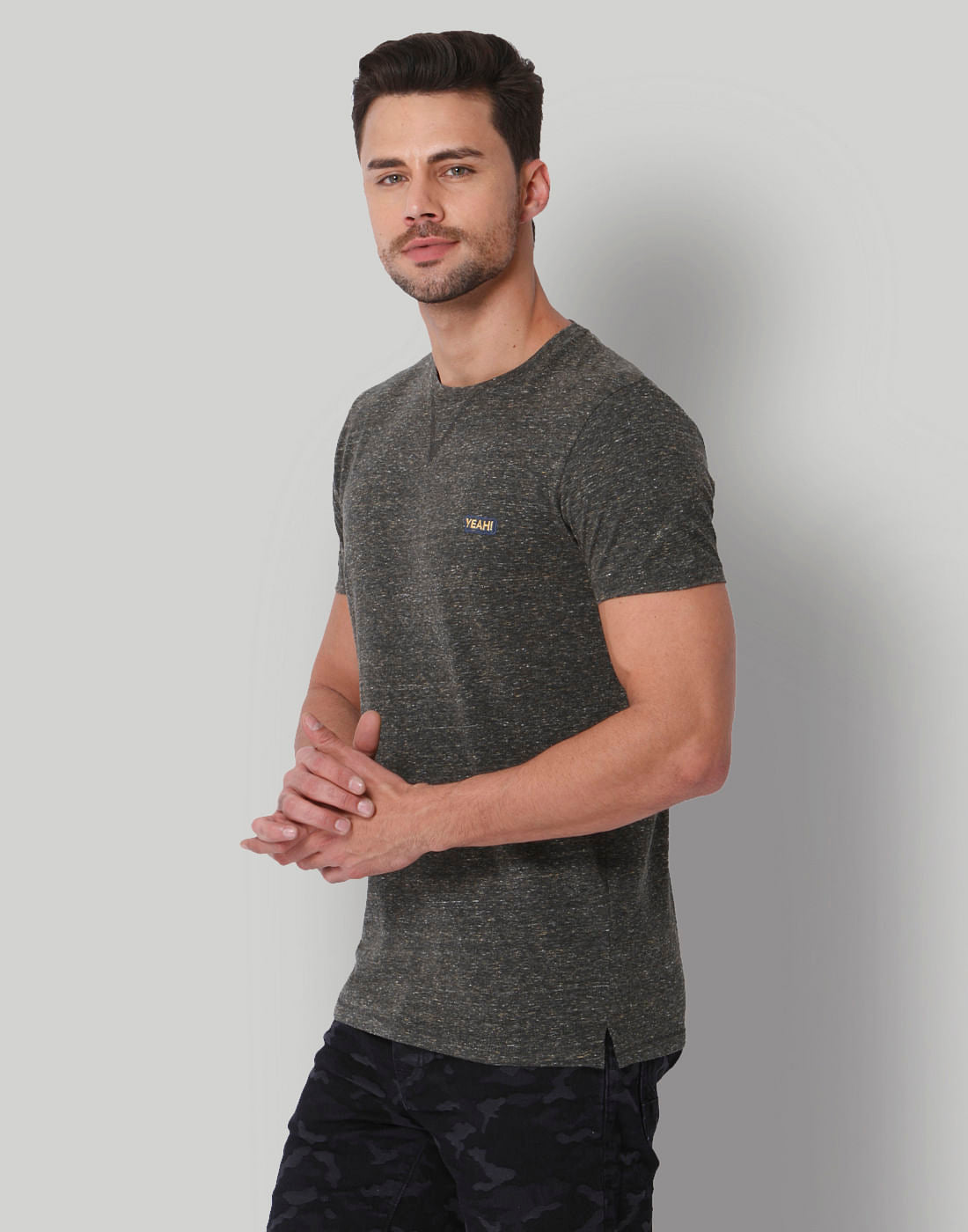Black Printed Crew Neck T-Shirt