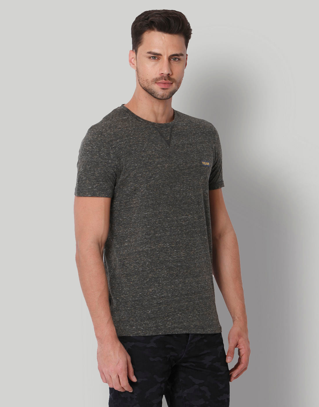 Black Printed Crew Neck T-Shirt