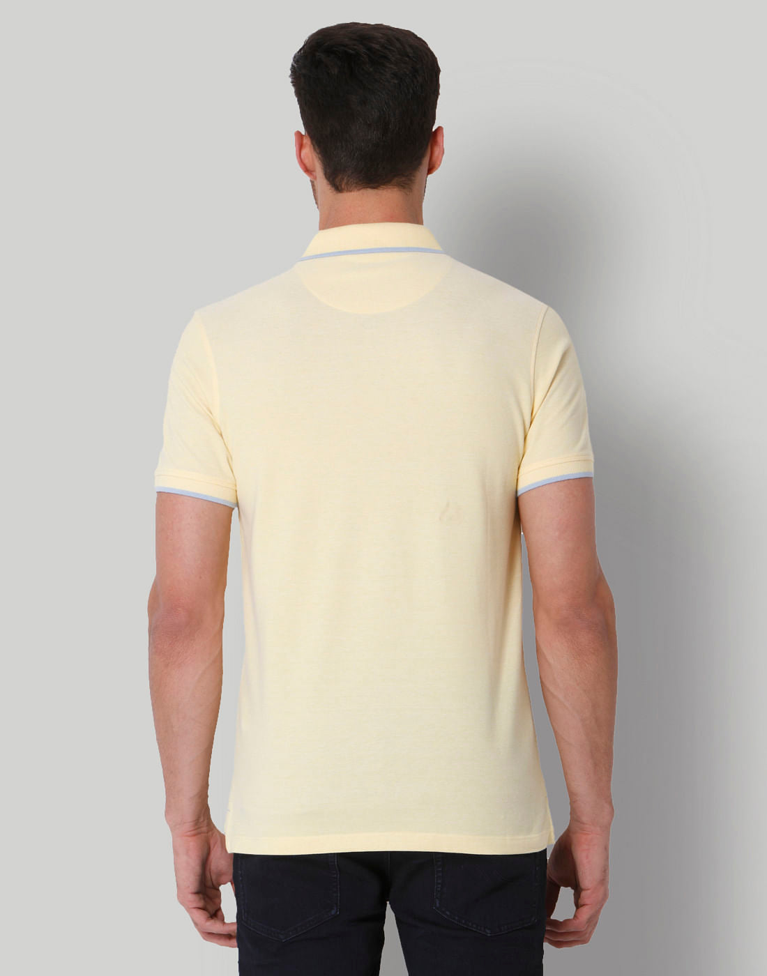 Yellow Contrast Tipping Polo Neck T-Shirt