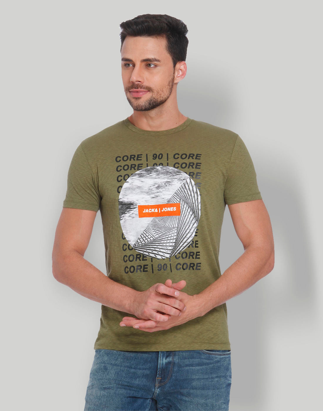 Green Graphic Print Crew Neck T-Shirt