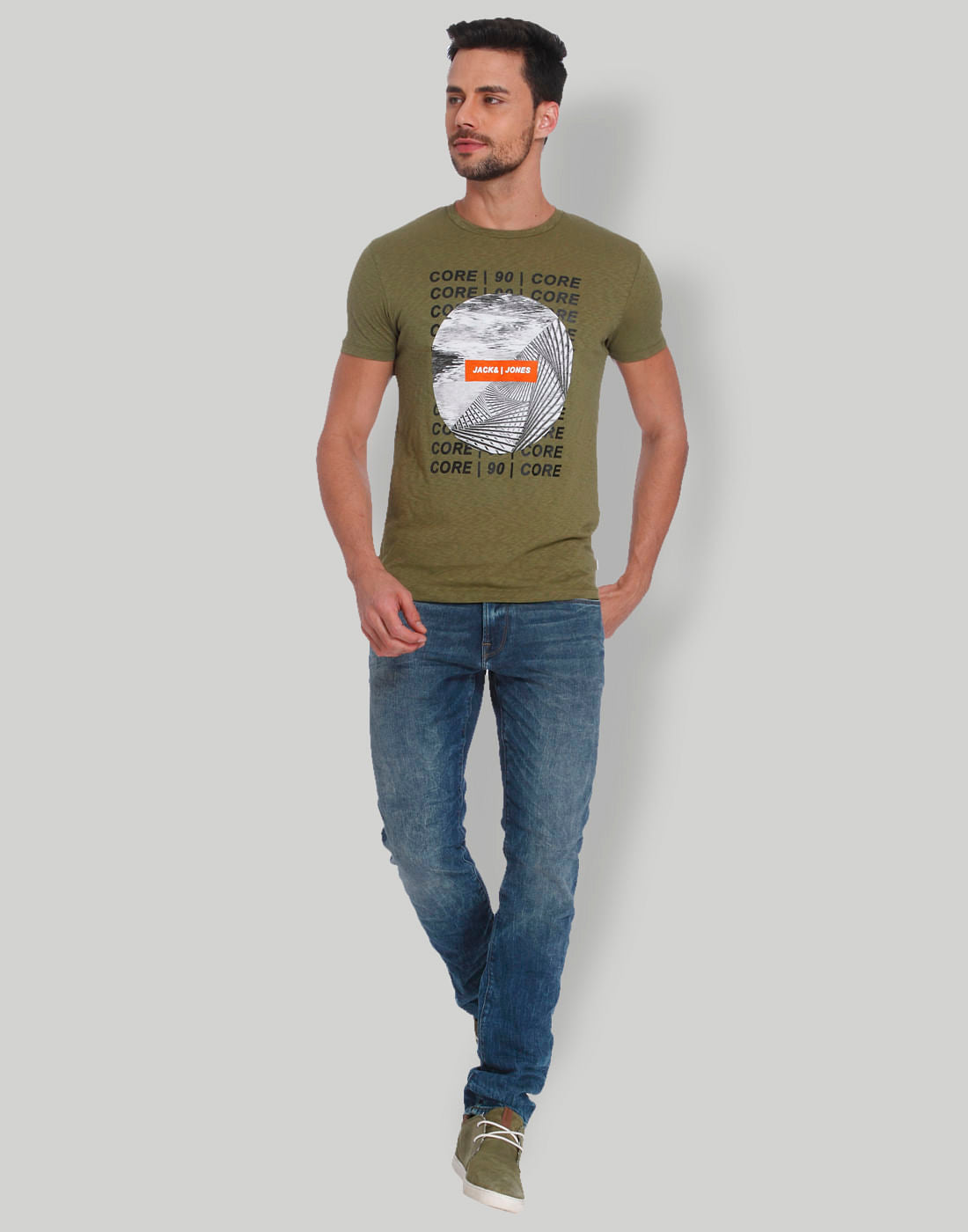 Green Graphic Print Crew Neck T-Shirt