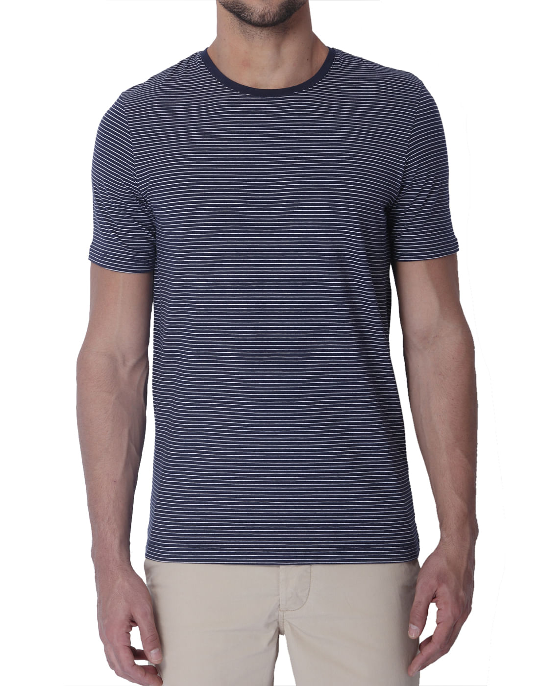 Blue Striped Crew Neck T-Shirt