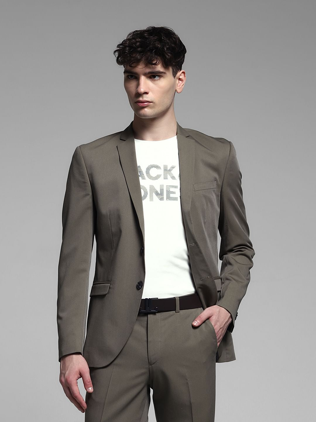 Grey Double Button Blazer