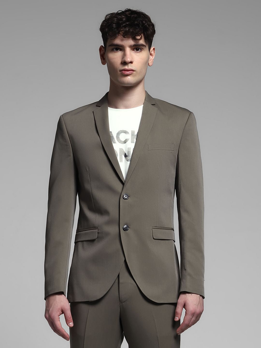 Grey Double Button Blazer