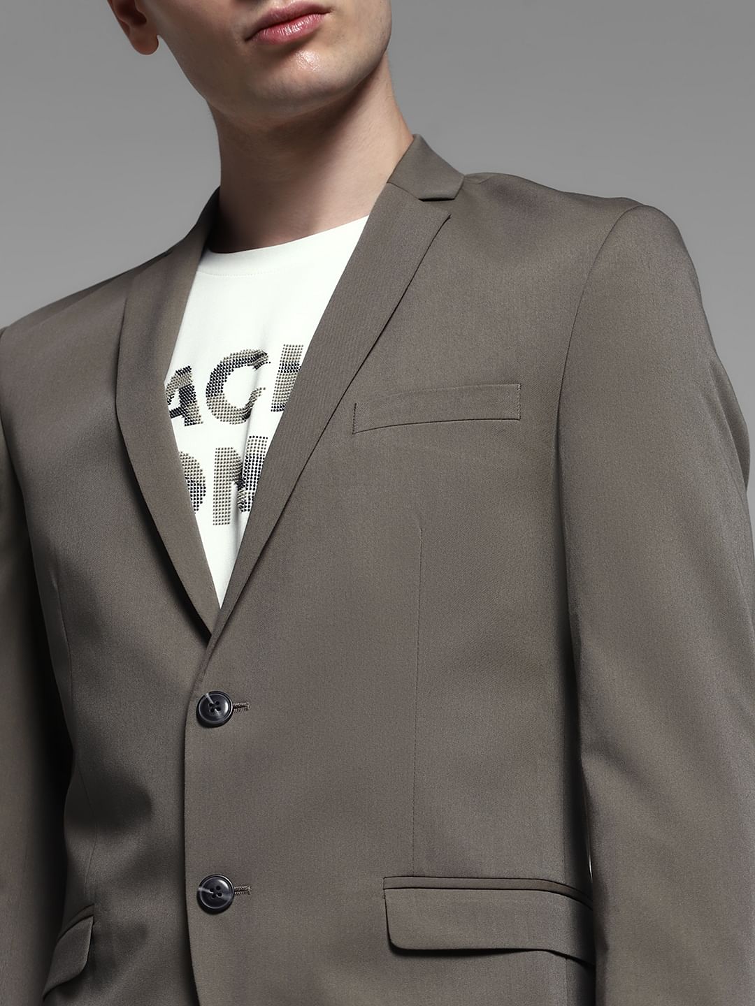 Grey Double Button Blazer