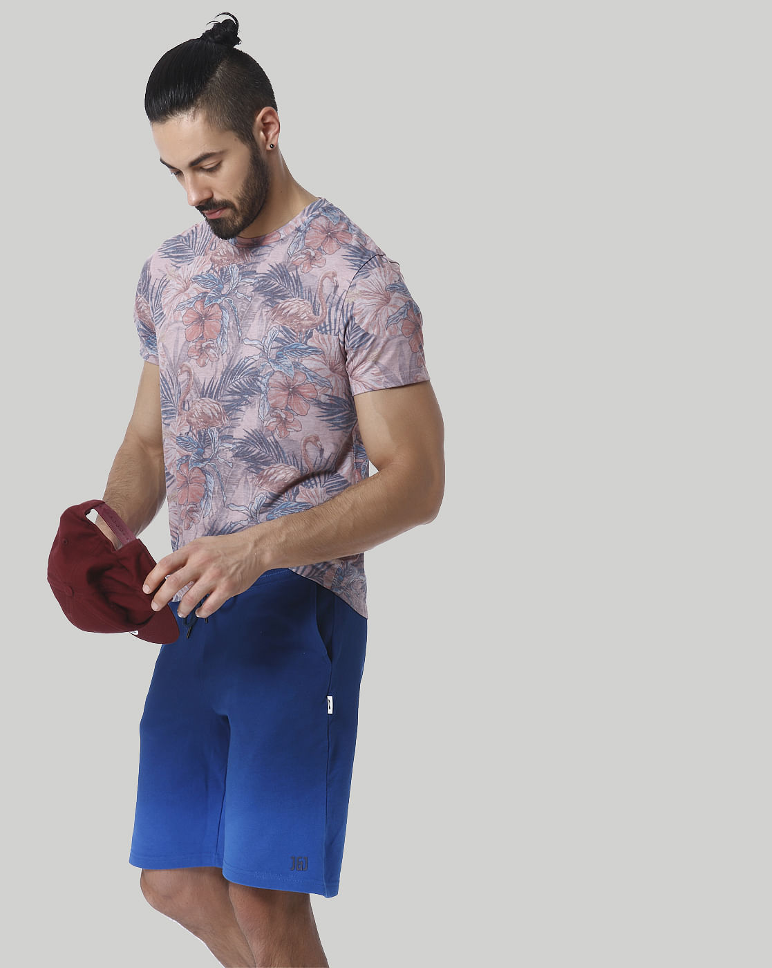 Pink Floral Print Crew Neck T-Shirt