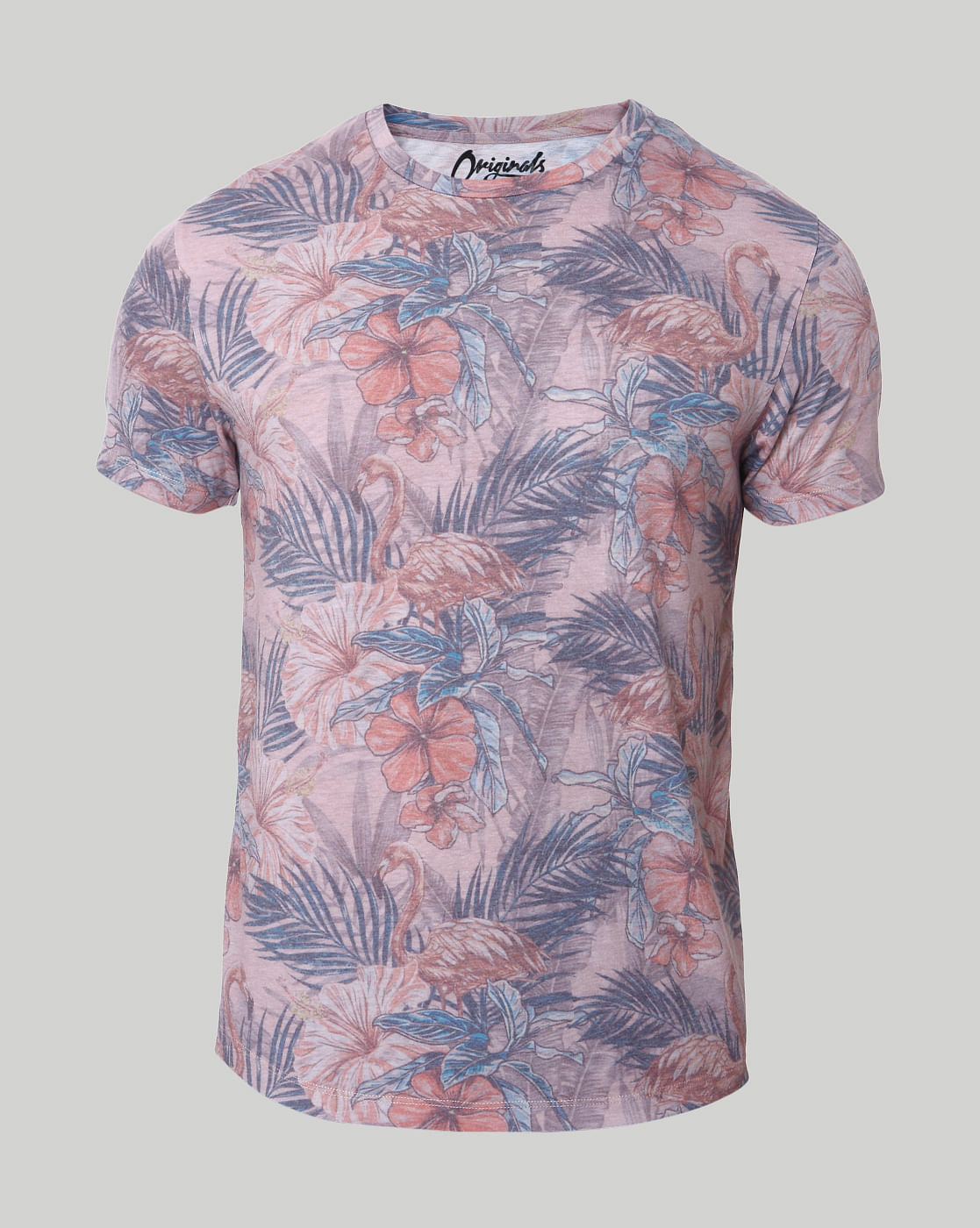 Pink Floral Print Crew Neck T-Shirt