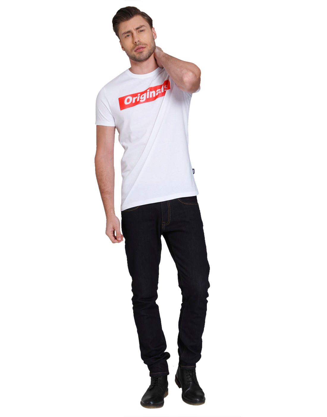 White Text Print Crew Neck T-Shirt