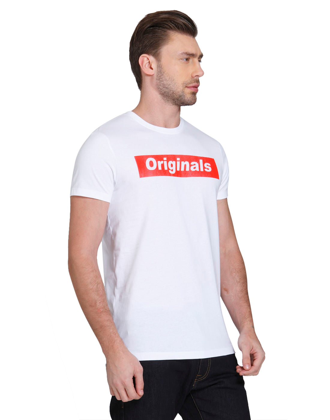 White Text Print Crew Neck T-Shirt