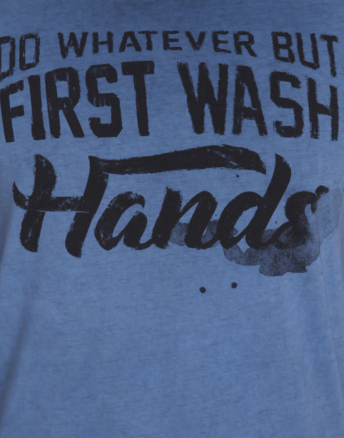 Blue Typographic Print Crew Neck T-Shirt