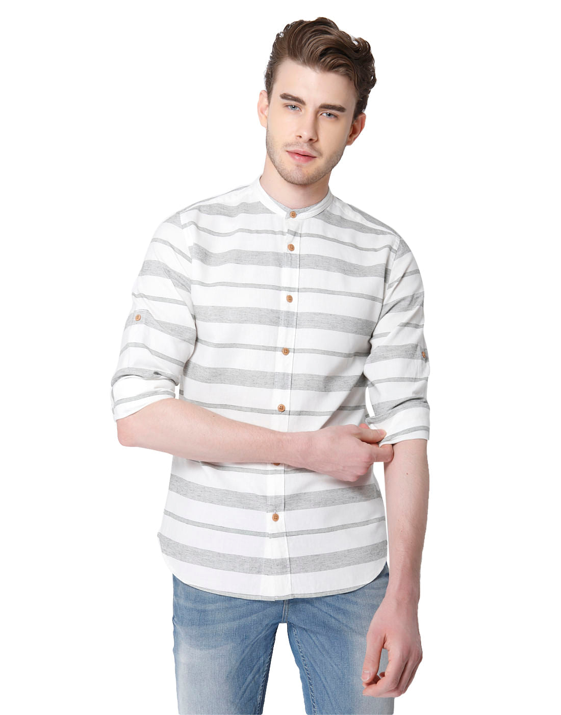White Striped Full Sleeves Shirt