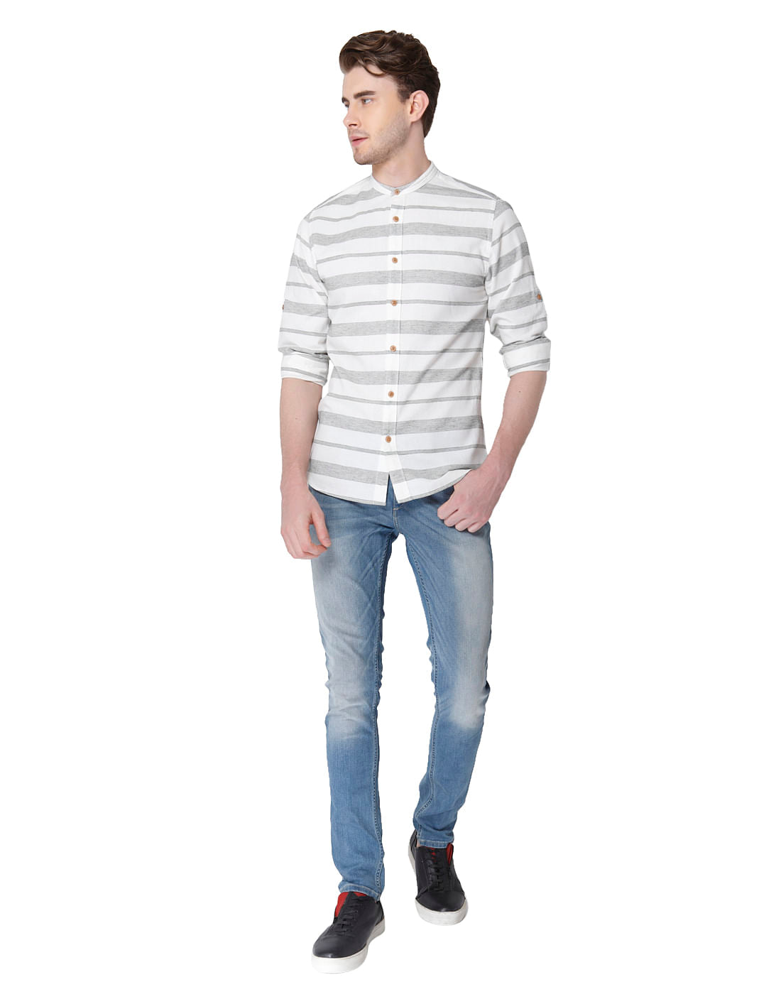 White Striped Full Sleeves Shirt