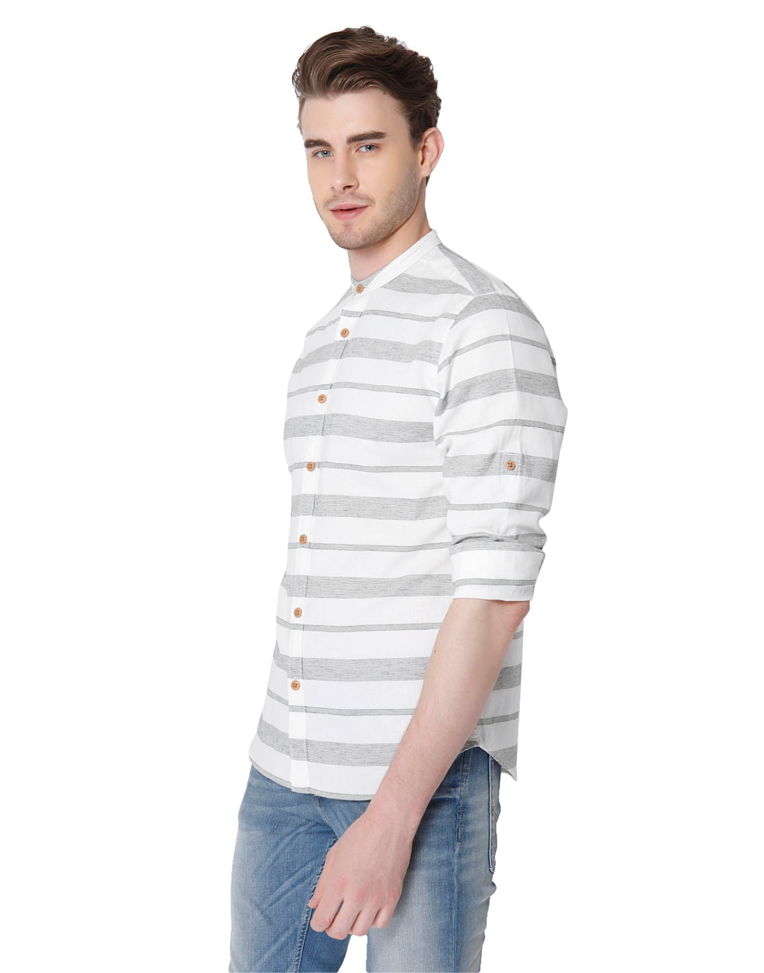 White Striped Full Sleeves Shirt