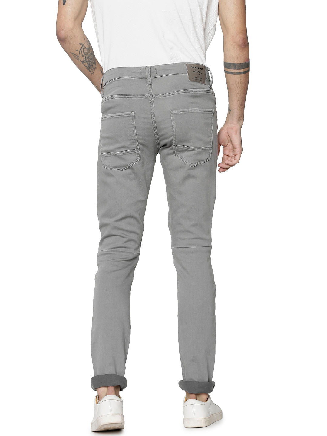 Grey Low Rise Glenn Slim Fit Distressed Jeans