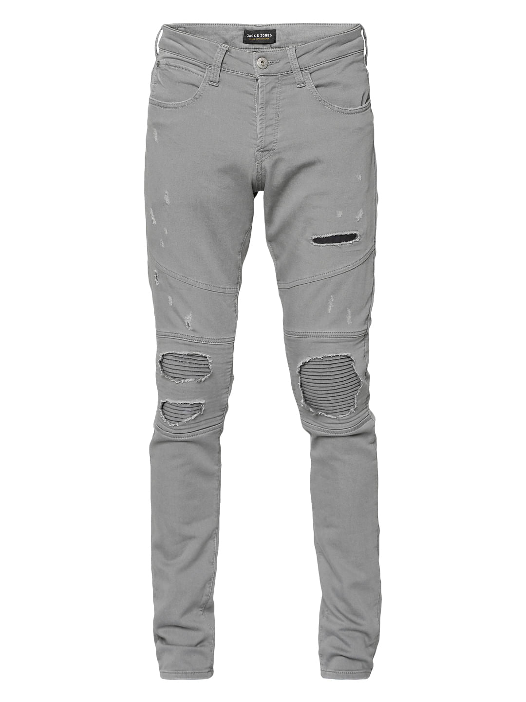 Grey Low Rise Glenn Slim Fit Distressed Jeans