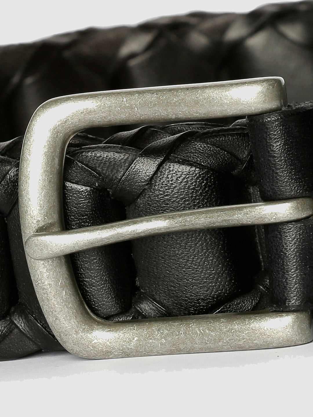 Black Pleated Leather Belt