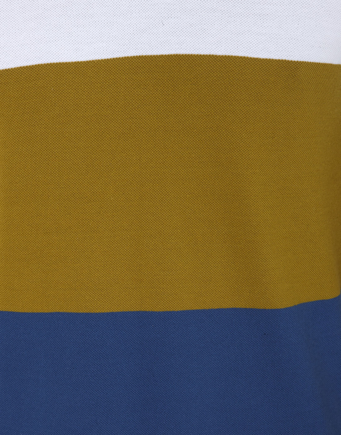 White Colourblocked Polo Neck T-Shirt