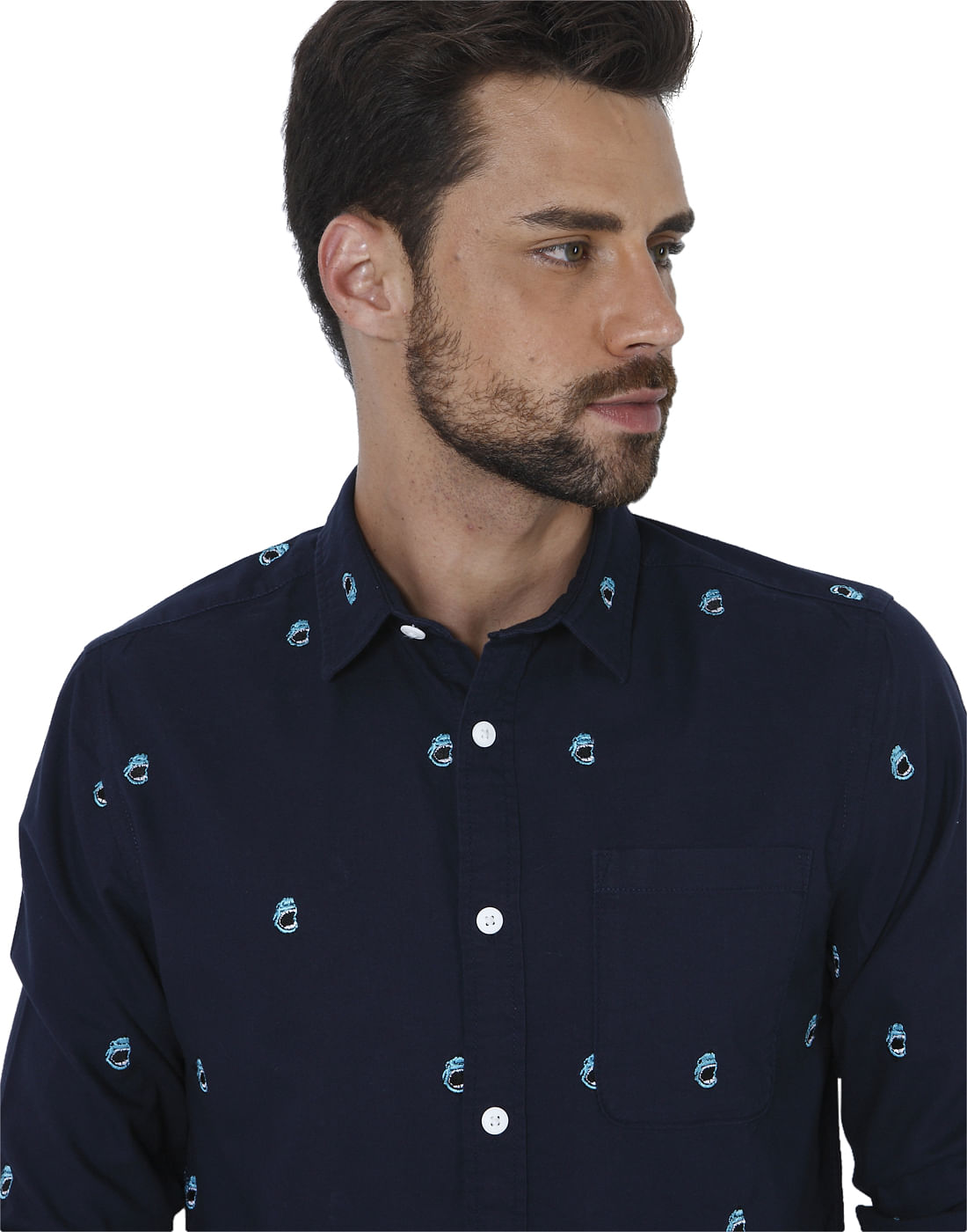 Blue All Over Print Full Sleeves Shirt